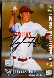 Milwaukee Brewers Dylan File Signed 2018 Midwest League All-Star Auto Card - Imagen 1 de 1