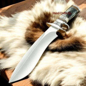15" Handgefertigtes D2 Stahl Jagd Bowie Messer mit Knochengriff & Lederscheide - Bild 1 von 9