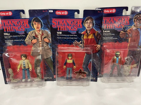 Stranger Things 4" Lucas, Mike, Will Target Set Of 3 Figures Bandai New BAF Cover
