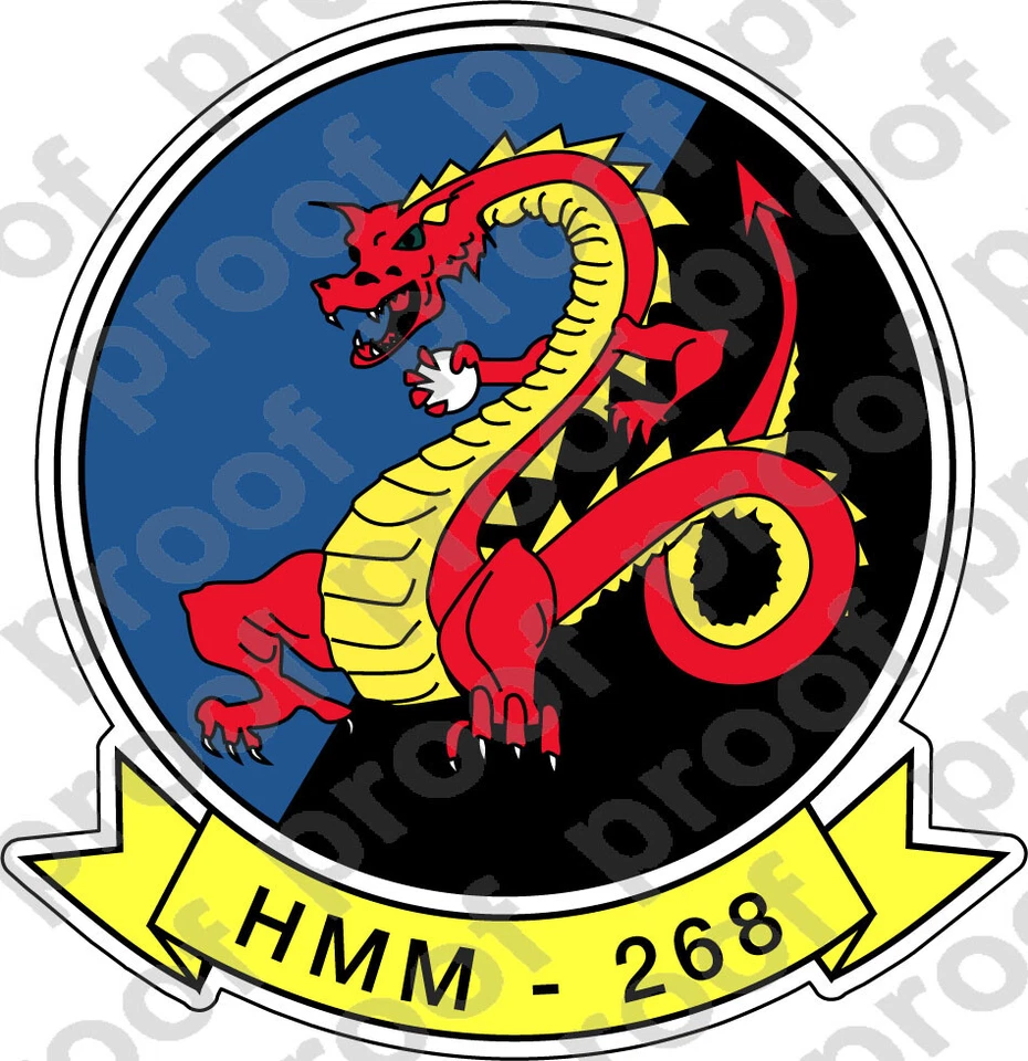 STICKER USMC HMM 268 RED DRAGONS COL ooo USMC Lisc No 20187