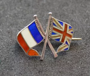 Sterling silver enamel Britain France Entente Cordiale friendship allies badge - Foto 1 di 5