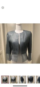 AKRIS Blue Cropped jacket With Pleated Texture style size small size 6 - Picture 1 of 9