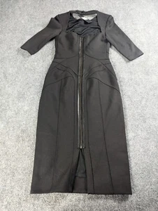 Mackage Womens Front Zip Midi Dress Brown Size 2 NWT 75%Wool 3/4 Sleeve - Picture 1 of 14