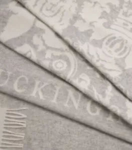 BRONTE By Moon π¬π§ Buckingham Palace Crest Grey Throw/Blanket. 100% Merino Wool - Picture 1 of 16