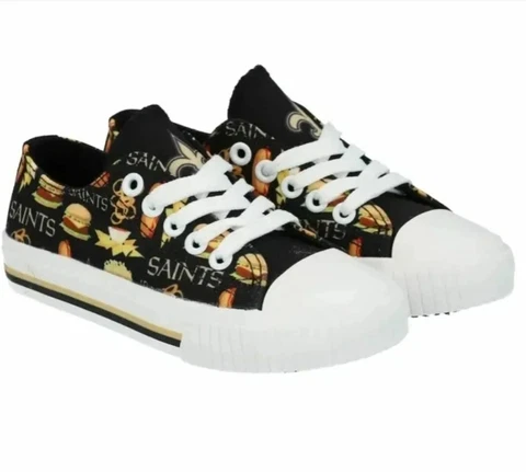 FOCO New Orleans Saints Youth Food Print Low Top Canvas Sneakers Cover