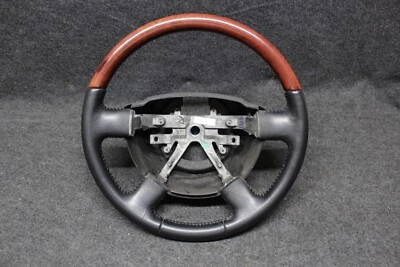 2003 2004 2005 2006 Lincoln Aviator Navigator Black Leather Wood Steering Wheel - Image 1 of 4
