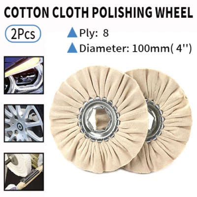 2Pcs 100*20mm Cotton Cloth Polishing Wheel Pad Abrasive 100mm For Wood Jewelry - Image 1 of 4