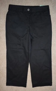 New Sag Harbor Cropped Pants Black Cuffed Stretch Khaki Capris Sz 8 - Picture 1 of 2
