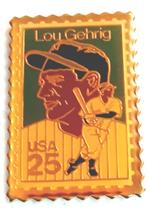 YANKEES PIN LOU GEHRIG PIN 1990's VTG METAL USPS STAMP PIN MLB HALL OF FAMER - Picture 1 of 4