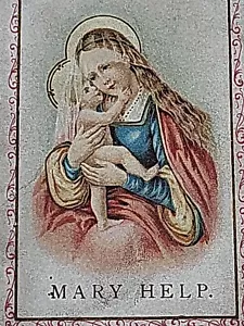 c1880s 300 Days Indulgence "Mary Help" Antique Religious Holy Prayer Card C339 - Imagen 1 de 4