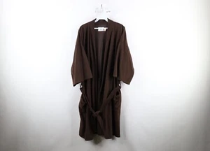 Vintage 60s Streetwear Mens OSFA Blank Velour Fleece Belted Bath Robe Brown USA - Picture 1 of 14