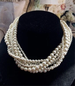 CAROLEE Multi-strand torsade Pearl Necklace choker Designer wedding RARE! - Picture 1 of 3