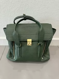 3.1 PHILLIP LIM PASHLI GREEN LEATHER LARGE SATCHEL SHOULDER HANDBAG - Picture 1 of 14