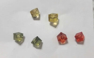 3 Pair Small Crystal Cube Stud Earrings Green, Red Orange, Yellow - Image 1 of 2