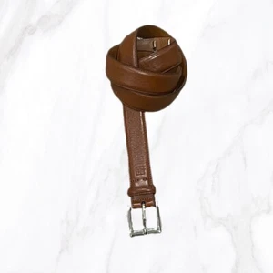Cinturón Lauren Ralph Lauren Para Hombre Marrón 100% Cuero Hebilla Plateada, Talla 34 - Imagen 1 de 6