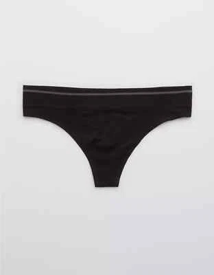 Bragas Tanga American Eagle Aerie Sin Costuras PEQUEÑAS Negras Con Rayas Nuevas Foto 1 de 2