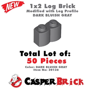 *NEW 50x Genuine LEGO 1x2 Log Profile Bricks DarkBluish Gray -Part 30136/4211095 - Picture 1 of 3