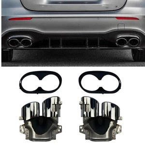 Puntas de tubos de escape traseros para Benz Clase A/ CLA W177 C118 CLA35 GLB35 AMG plata - Imagen 1 de 9