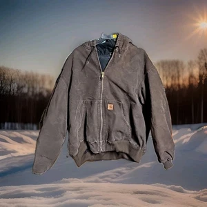 Chaqueta de Colección Carhartt Para Hombres 2XL Marrón Chocolate J130 DKB Ropa de Trabajo de Lona con Capucha Y2K - Imagen 1 de 6