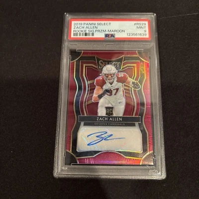 2019 Select Rookie Signatures Maroon Prizm Rookie Auto Zach Allen /75 PSA 9 - Image 1 of 4