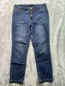 D. Jeans Womens Sz 8 Blue Jeans Skinny Button Fly Whiskered Stretch Denim Pants - Picture 1 of 13