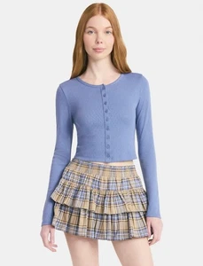No Boundaries Cardigan Sweater Ribbed Jewel Button Blue Moon Light XS 0-2 Woman - Picture 1 of 5