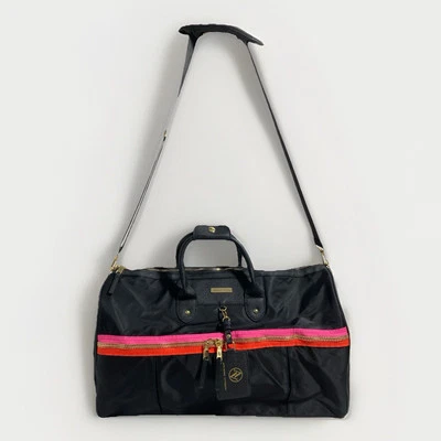 Bolso de Mano Adrienne Vittadini Grande Fin de Semana Viaje Gimnasio Negro Rosa Nylon Foto 1 de 4