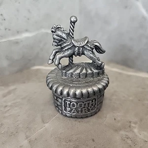 VINTAGE Pewter Tooth Fairy Trinket Box Carousel Horse Torino 2” - Picture 1 of 9