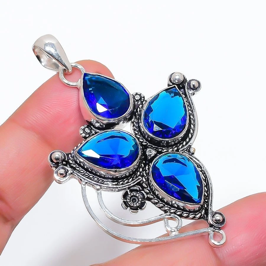 Tanzanite Gemstone Handmade 925 Sterling Silver Jewelry Pendant Size 2.50" - Image 1 of 1