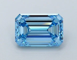 Emerald 2.02ct Fancy Intense  Blue VS2 IGI CVD Loose Lab Grown Diamond - Picture 1 of 3