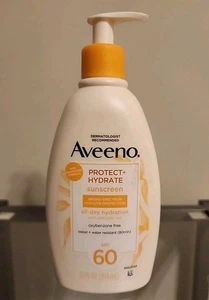 Aveeno Protect and Hydrate LSF 60 Sonnenschutzlotion 12 flüssige Unzen für empfindliche Haut - Bild 1 von 2