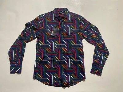 NUEVA Camisa Talla S Para Hombres Murano Manga Larga Con Botones Calce Ajustado Algodón Azul Foto 1 de 4