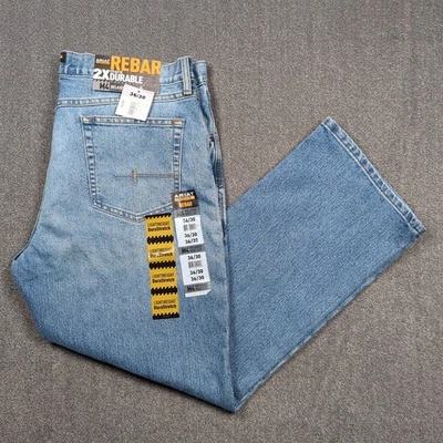 Nuevos pantalones de mezclilla Ariat Rebar M4 corte bota para hombre 36x30 relajados lavado ligero pantalones de trabajo nuevos con etiquetas Foto 1 de 4