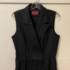 Vintage Sasson Paris Anzug KLEID 8 Wolle tailliert Revers gefüttert marine Knopf ärmellos  - Bild 1 von 12