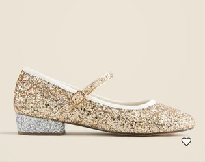 J. Crew Crewcuts Girls Glitter Ballet Maryjane Pumps Gold Glitter 3 - Picture 1 of 4