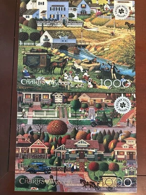 Lote de 2 quebra-cabeças Buffalo Games prata edição selecionada Charles Wysocki 1000 peças - Imagem 1 de 4