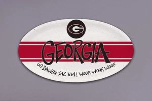 Georgia Bulldogs Heavyweight Melamine Oval Serving Platter for Tailgating - Picture 1 of 1