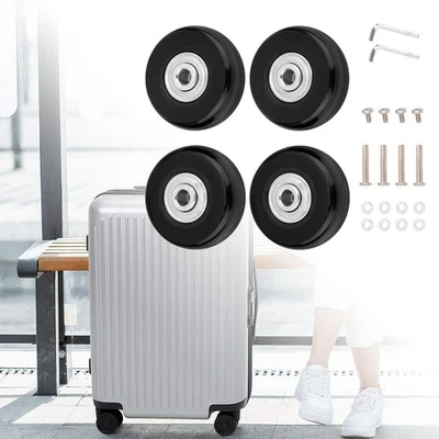 4 Stück Gepäck Koffer Ersatz Räder Achsen 50mm Mute Gummi Leis Rollen Stoßfest - Bild 1 von 4