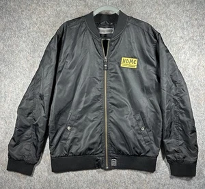 Harley Davidson Bomber Jacket Black Size Large Loud And Proud Nylon Full Zip - Picture 1 of 10