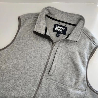 Lands End Mens XXLT Gray Fleece Vest Full Zip Sleeveless Outdoor Casual - Image 1 of 4