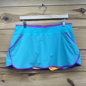 Nike Skort Skirt Large Green Purple Undershorts Dri Fit Tennis Mini Pockets B183 - Picture 1 of 13