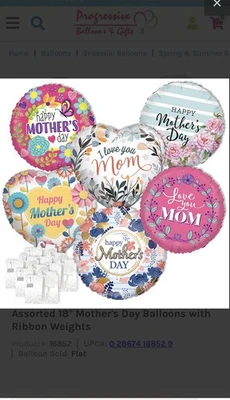 💐 Surtido de globos de aluminio para día de la madre de 18" con pesas - Más de 125 globos Foto 1 de 4