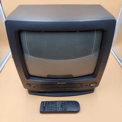 复古 1996 13 英寸夏普电视 VCR 组合 13VT-H60 带遥控器(阅读说明) — 第 1/4 张图片