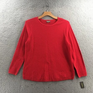 Style & Co Sweater Womens Large Red Crew Neck Longsleeve Curved Hem Casual NEW - Picture 1 of 16