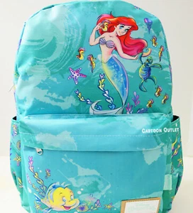 Disney Ariel Large 16" Backpack Deluxe Art Print The Little Mermaid Flounder - Picture 1 of 10