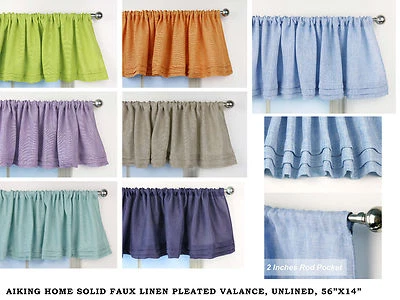 Aiking Home Faux Linen Semi-Sheer Pleated Valance 56 by 14 inches - Image 1 of 2