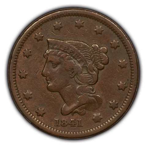 1841 1c Braided Hair Large Cent - XF - SKU-B3045 Cover