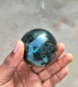 Large 50MM Natural Green Labradorite Crystal Healing Metaphysical Sphere Ball - Picture 1 of 9