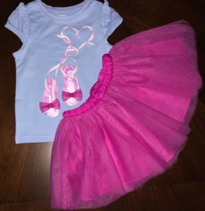 NWT Gymboree Girl Eiffel Flower Ballet Tee & Fuchsia Tu Tu Skirt Outfit 2T 4T - Picture 1 of 8