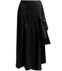 Ellery asymmetrical black skirt Crepe Satin Designer Midi High Waist Skirt Sz 4